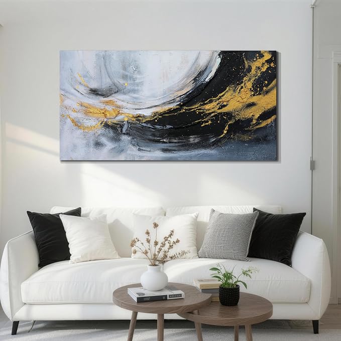 Acocifi Textured Abstract Canvas Wall Art for Living Room 48"x24" | vertical or horizontal hanging, waterproof, non-fading, artwork for office bedroom home decor, easy to hang