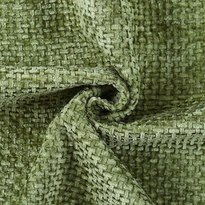 MADIZZ Decorative Chenille Velvet Throw Pillow Covers Set of 2 Soft Boho Textured Neutral Couch Throw Pillow for Bed Modern Farmhouse Home Decor for Sofa Livingroom Moss Green 16x16 Inch