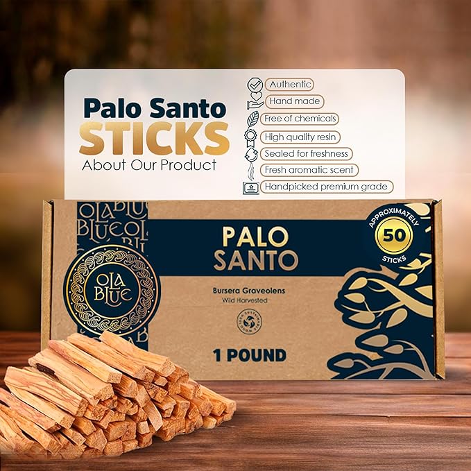 Palo Santo Bulk Incense Sticks – 1 Pound | Natural Palo Santo Smudge Sticks from Peru | Resin-Rich Aromatic Incense for Smudging & Meditation