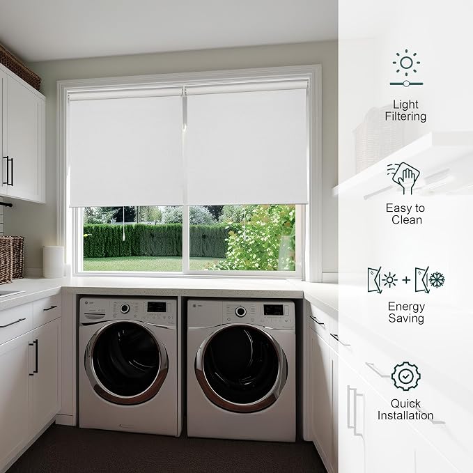 CHICOLOGY Roller Shades, Cordless Blinds, Window Shades for Home, Roller Window Shades, Window Treatments, Door Blinds, Light Filtering Shades, Woven White (Natural Woven), 35"x72"