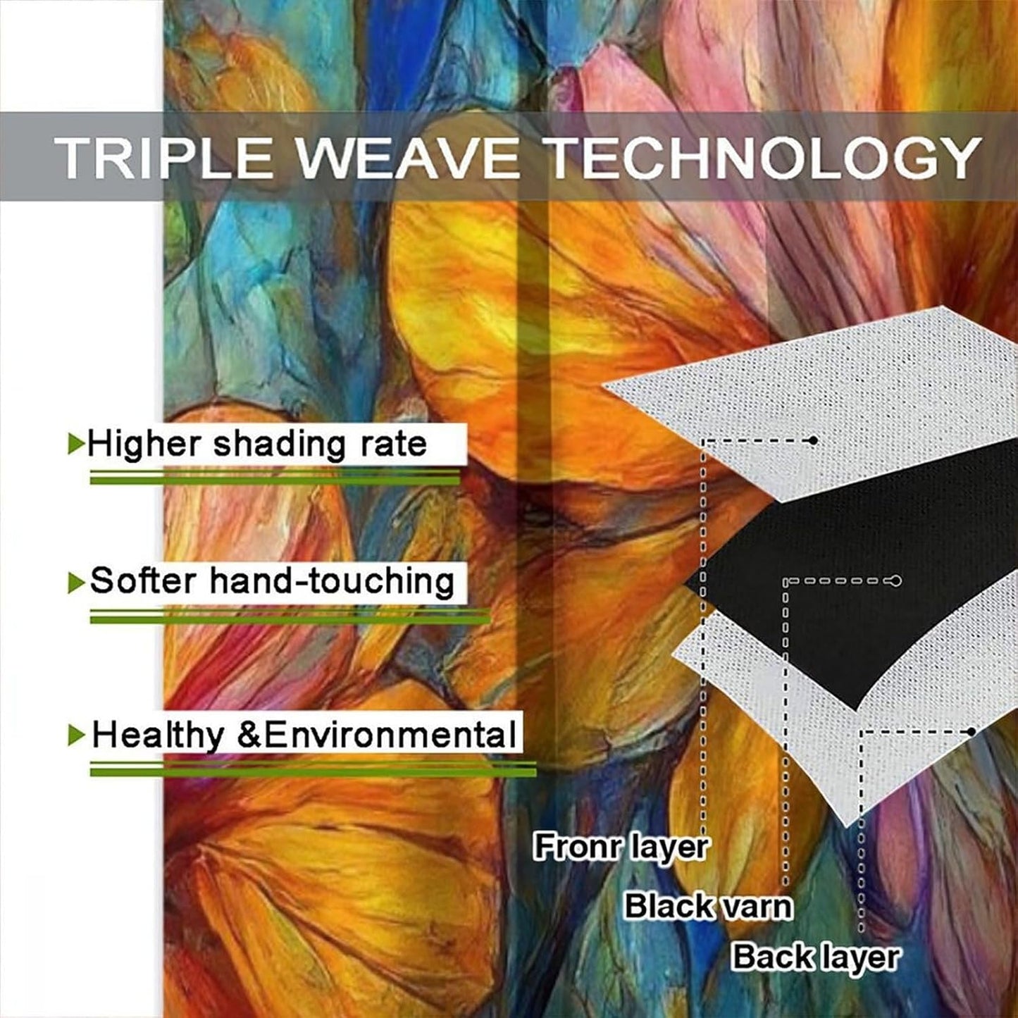 Stained Glass Curtains,Magic Forest Colorful Flowers Abstract Art Home Decor Drapes for Bedroom Living Room Kitchen Window Treatment 2 Panels Set Total Size 55" W X 63" L Inch