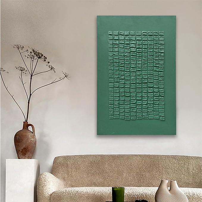 NANKAI Art Hand-Painted Green Texture Art Modern Abstract Decorative Oil Painting, Home Corridor Wall Decoration artn 45x30 Inches