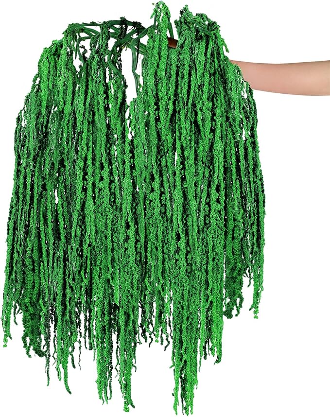 Suncalla 12 Pcs Dark Green Spring Natural Dried Amaranthus Hanging Flowers Amaranthus Artificial Flowers for Wedding Arch Bouquet Floral Garland Wall Home Decoration (23 Inch)
