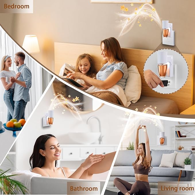 2 Pcs Wall Fragrance Plug in with Night Light Compatible with Bath and Body Works Wallflowers, with 3-Speed Adjustable Fragrance Essential Oil Diffuser for Home, White