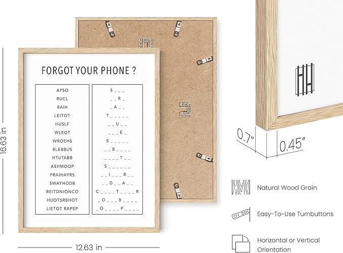 HAUS AND HUES Funny Bathroom Decor & Signs | Beige Framed Unscramble Game Wall Art, Black and White Guest Bathroom Sign, Powder Room Decor | 12"x16"