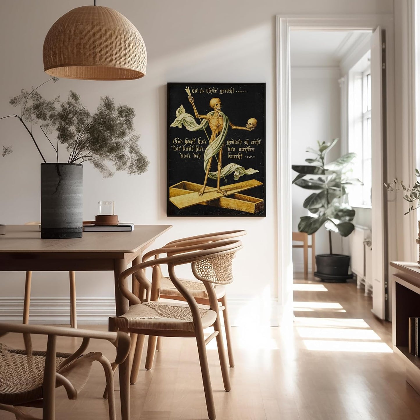 Poster Master Vintage Allegory of Life and Death Poster - Retro Skeleton Print - Halloween Art - Gift for Men & Women - Gothic Wall Decor for Dorm, Living Room or Bedroom - 8x10 UNFRAMED Wall Art