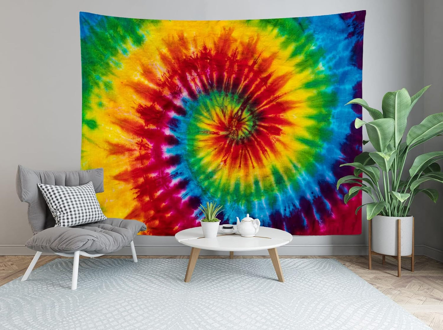 Loccor Tie Dye Tapestry Colorful Red Blue Yellow Green Orange Purple Retro Abstract Psychedelic Swirl Wall Hanging for Living Room Bedroom Dorm Home Decor 106''x70''
