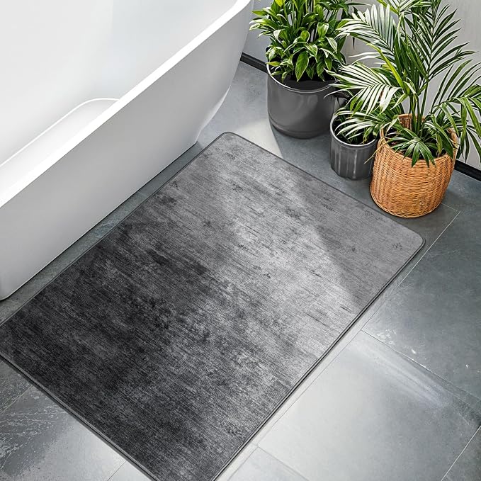 2x3 Washable Mat,Small EntryWay Rugs,Stainproof Non-Slip for Indoor Entranc | Low pile,Stain-resistant & Non-slip backing, Solid Vintage Style for indoor,entryway,kitchen,bathroom(2x3,Gray)