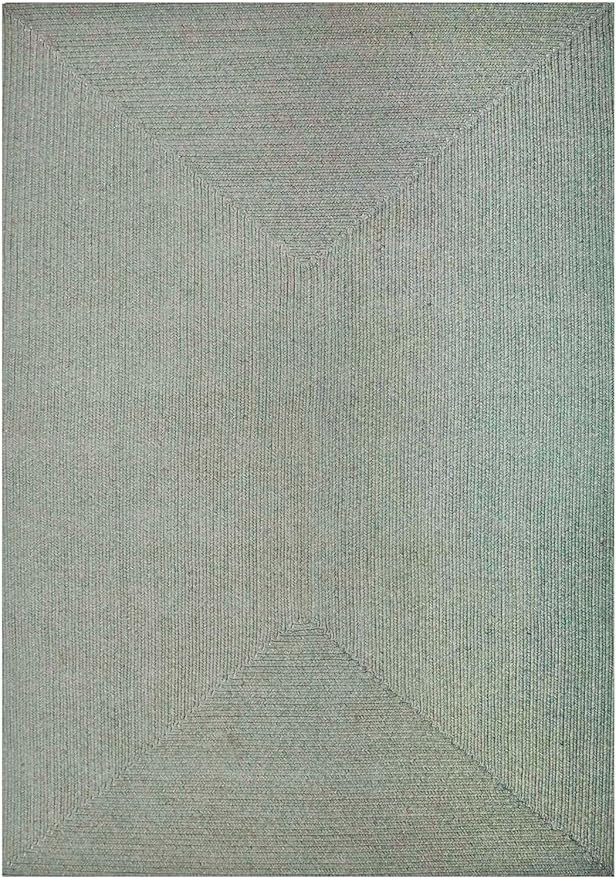 Superior Indoor Outdoor Area Rug, Handwoven Reversible Braided Home Decor for Kitchen, Entryway, Patio, Front Porch, Deck, Modern, Boho, Farmhouse Style, 5' x 8', Fog Green