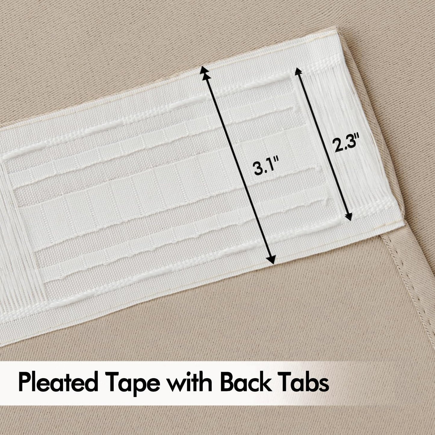 MIULEE Taupe Back Tab Blackout Curtains 90 Inches Long 2 Panels Set for Living Room Bedroom Privacy, Rod Pocket/Pinch Pleat Thermal Insulated Room Darkening Pleated Light Blocking Drapes