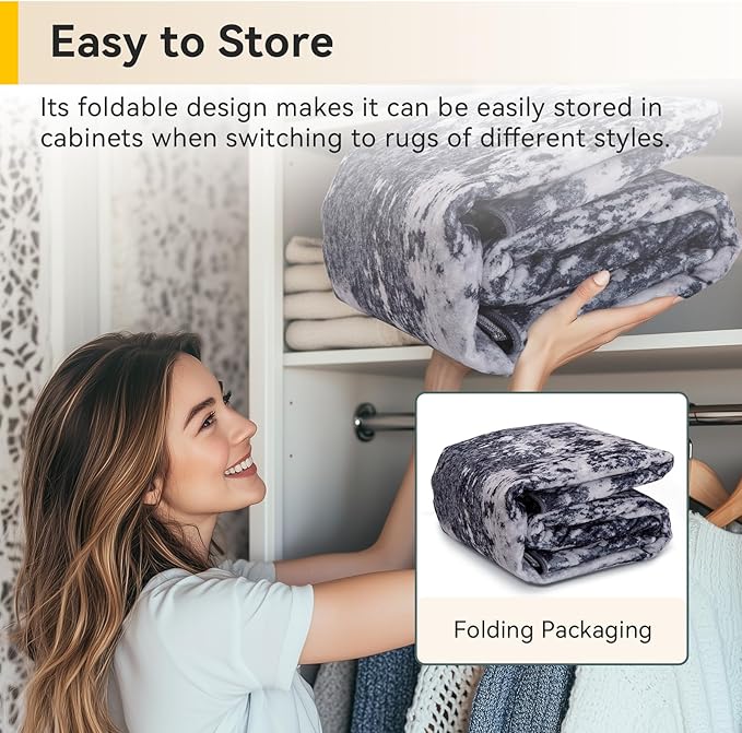 RELEANY Washable Area Rugs Square 8ft Non-Slip Modern Abstract Soft for Living Room Entryway Bedroom Nursery, Print Pattern, Black Navy Blue Gray