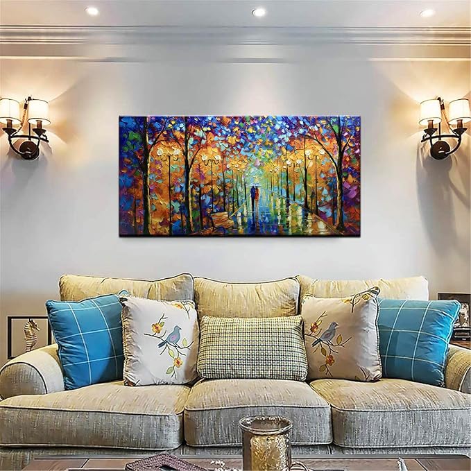 Tyed Art- Large Wall Art,Hand Painted Wall Art Landscape Oil Painting ,Wall Art for Living Room, Bedroom Office Wall Decor, Modern Textured Wall Art, Colorful Abstract Artwork Picture, Modern canvas Wall Art 60 by30 inch
