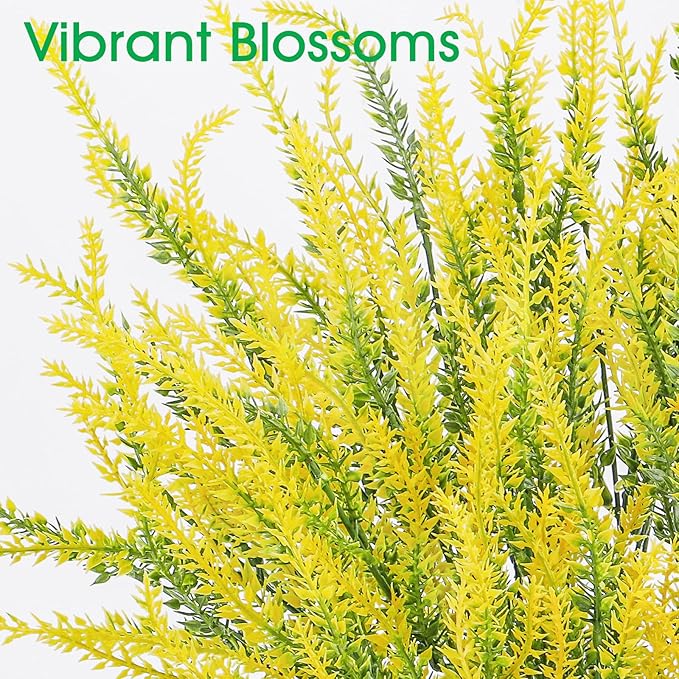 Ouddy Decor 12 Bundles Artificial Lavender Fake Flowers Faux Plastic Plants for Home Wedding Kitchen Garden Patio Window Box Office Table Centerpieces Indoor Outdoor Decor, Yellow
