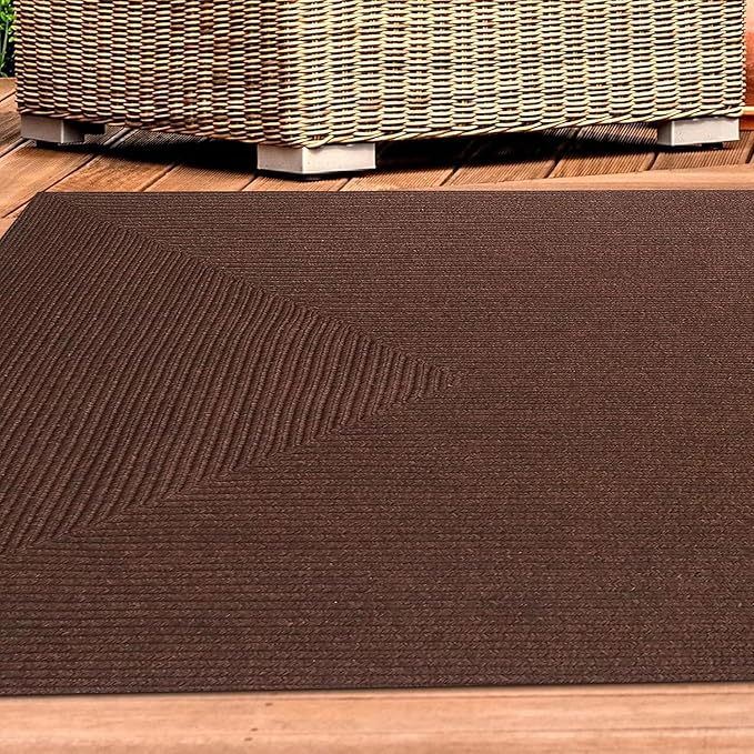 Superior Indoor Outdoor Area Rug, Handwoven Reversible Braided Home Decor for Living Room, Kitchen, Dining Room Floors, Patio, Front Porch, Deck, Modern, Boho, Farmhouse Style, 8' x 10', Cocoa