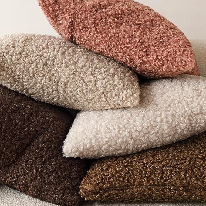 Foindtower 2 Pieces 16x16 Inch Dusty Pink, Faux Fur Throw Pillow Cover Accent Sherpa Furry Pillow Covers Fuzzy Soft Pillowcases Cozy Sheepskin Decorative Fleece Cushion Case for Bed Couch Living Room