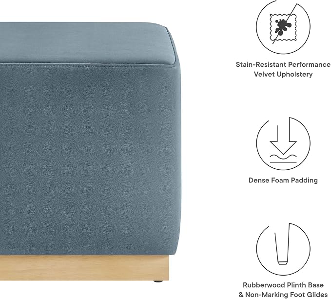 Modway 17" Square Performance Velvet Upholstered Upholstered Ottoman