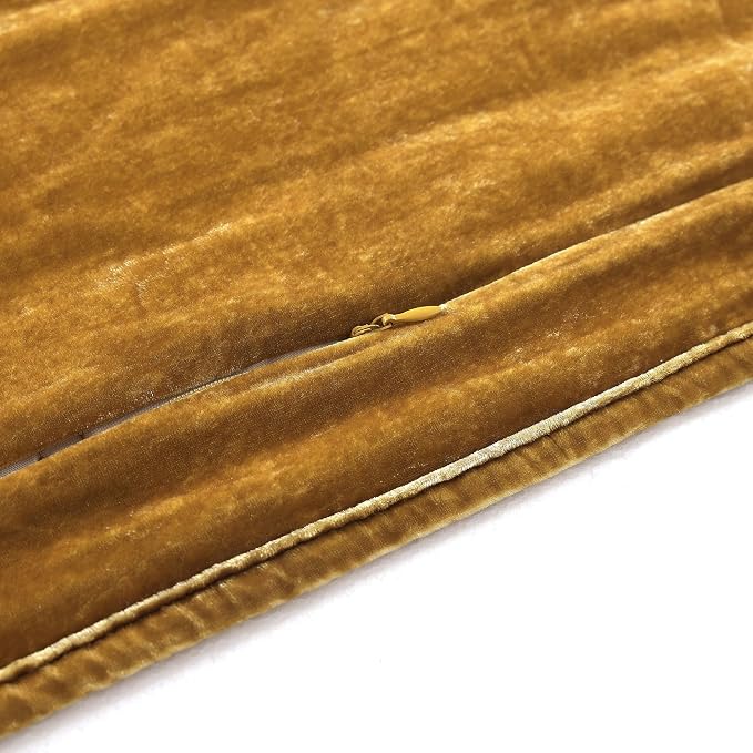 HiEnd Accent Stella Faux Silk Velvet Double Box Stitch 3 Piece Quilt Set, King Size, Saffron Solid Color, Classic Chic Modern Rustic Elegant Bedding Set, Lightweight Bed Set