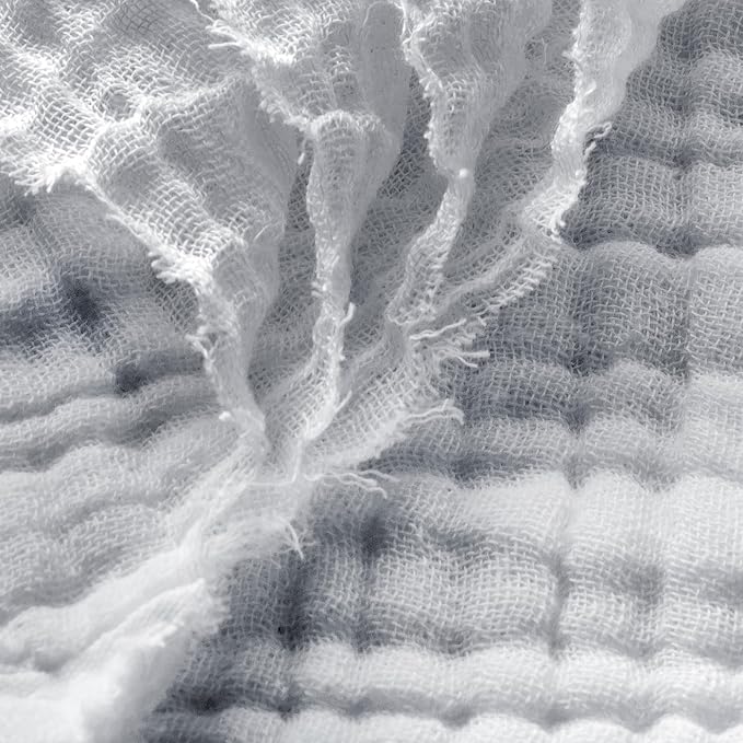 Carriediosa 100% Cotton Muslin Throw Blanket 90" X 90" Queen Size，4-Layers Summer Gauze Throws for Bed Couch，Soft Lightweight Breathable Linen Blankets Bedspread for Adults All Season，Grey