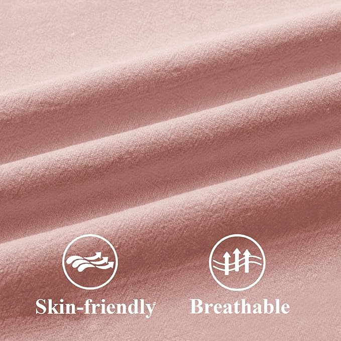 ZWJD Pillow Covers 20x20 Set of 2 Dusty Pink Throw Pillow Covers with Fringe Chic Cotton Decorative Pillows Square Cushion Covers for Sofa Couch Bed Living Room Farmhouse Boho Decor