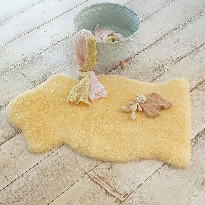 Premium Genuine Baby Sheepskin Rug – 100% Natural Soft Shorn Wool, Therapeutic Comfort for All Seasons, Cozy and Soothing for Nursery and Home – Made in Argentina