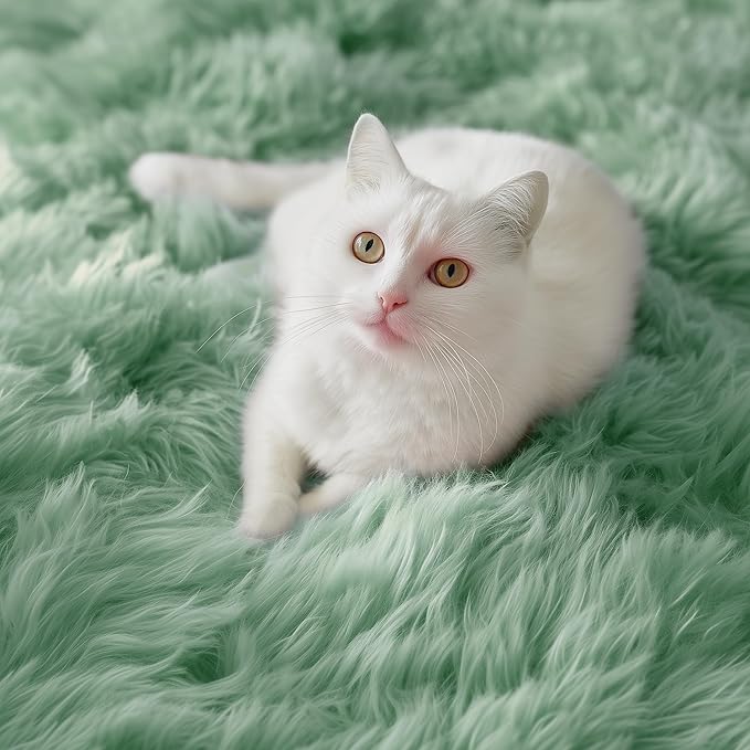 PAGISOFE Sage Green Rugs for Bedroom, 3x5 Ft Shaggy Rug Plush Fuzzy Carpet for Living Room, Fluffy Green Rugs Home Decor Aesthetic,Non-Slip Rug for Nursery Room Decor Girls Boys