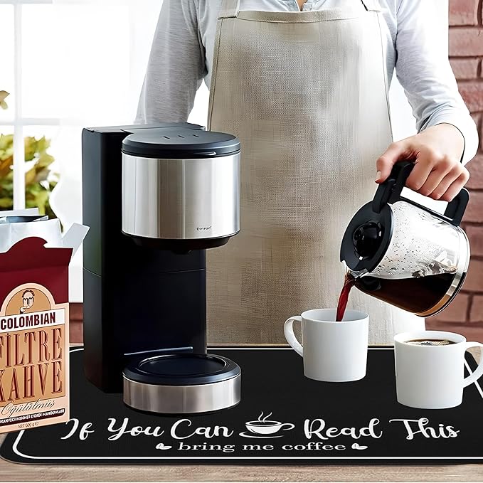 Coffee Bar Mat for Countertops 31.5inx17in,Absorbent Hide Stain Anti-Slip Cafe Bar Accessories Fit Under Coffee Machine Mat,Dish Drying mats for Kitchen