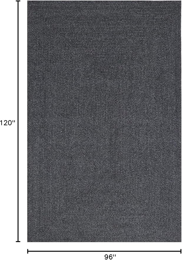 Superior Indoor Outdoor Area Rug, Handwoven Reversible Braided Home Decor for Living Room, Kitchen, Dining Room Floors, Patio, Front Porch, Deck, Modern, Boho, Farmhouse Style, 8' x 10' Oval, Charcoal
