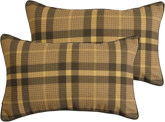 bilin gaier Designer Linen Throw Pillow Covers,20"x12" Set of 2-Seville BN | Vintage Elegant Rectangle Pillow Cover,Concealed Zipper,Plaid Print Pattern,Sofas,Bedroom,Living Room,Lounge Chairs