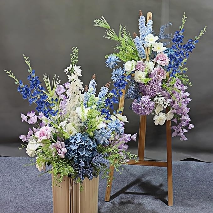 8 pcs Navy Blue Delphinium Artificial Flowers, 34.25''Artificial Snapdragon Flowers Tall Fake Flowers Silk Flowers Faux Delphinium Bulk for Tall Vase Home Wedding Garden Table Decor (Navy Blue)