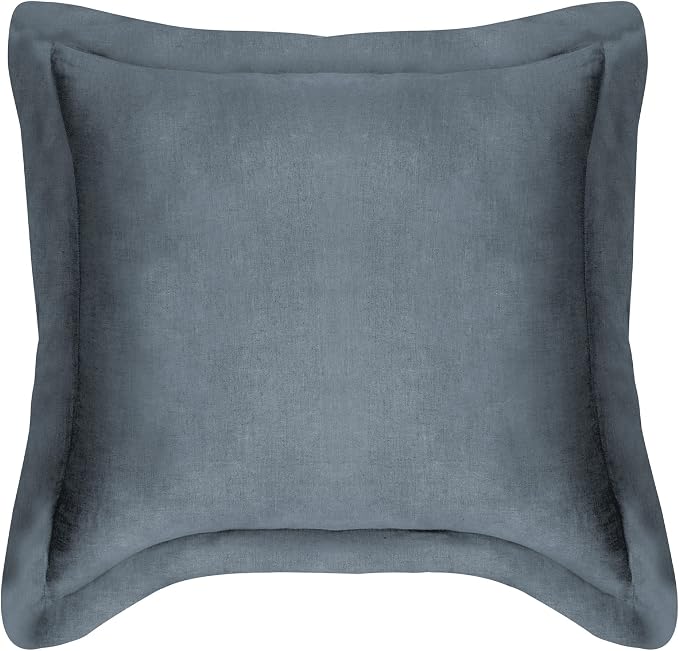 Levtex Home - 100% French Flax Linen - Euro Sham - French Flax Washed Linen - Denim Blue - Sham Size (26x26in.), No Insert