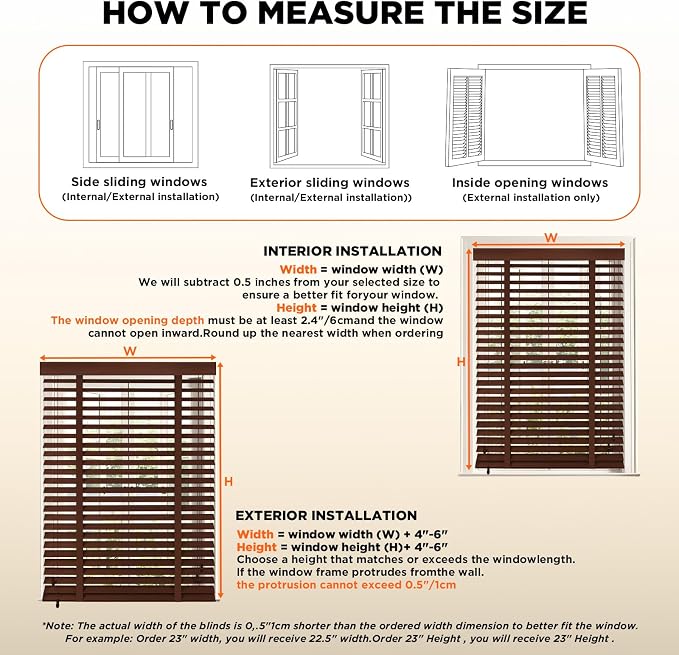 2" Slats Wood Blinds for Indoor Windows: Solid Wooden Blackout Blinds & Shades,Black Out Privacy Horizontal Blinds for Home Bedroom Bathroom Living Room Windows and Doors 71.5" WX48 H Dark Brown