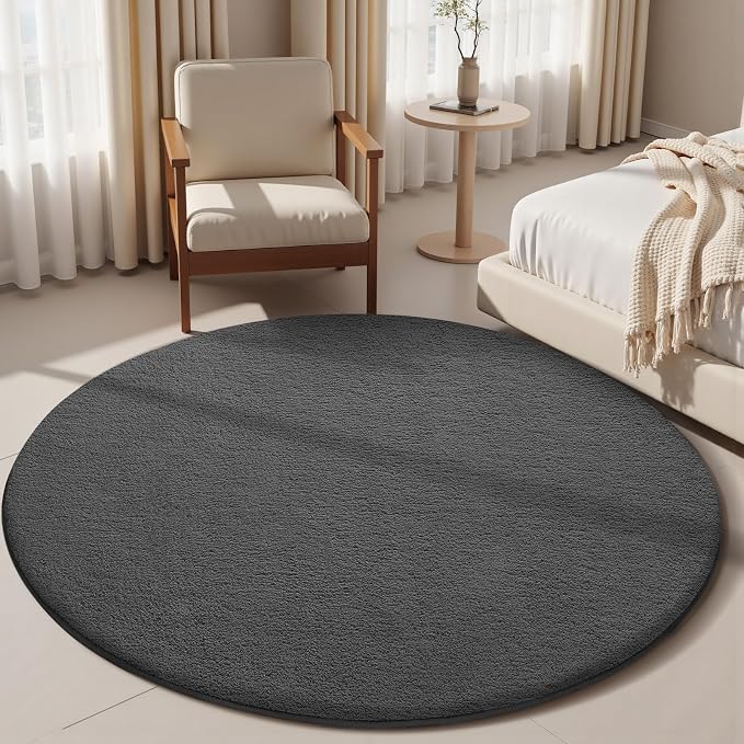 Sour Lemon 4ft Round Rugs for Bedroom, Circle Area Rugs for Living Room, Soft Fluffy Shaggy Carpet for for Living Room Playroom Kids Room Home Decor Aesthetic
