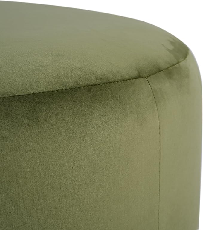 Christopher Knight Home 30"Ottoman Foot Stool Round, Velvet Pouf Footstool Ottoman Seat, Upholstery Foot Chair, Round Footrest Chair, Modern Side Table for Living Room Bedroom Home Decor, Olive Green