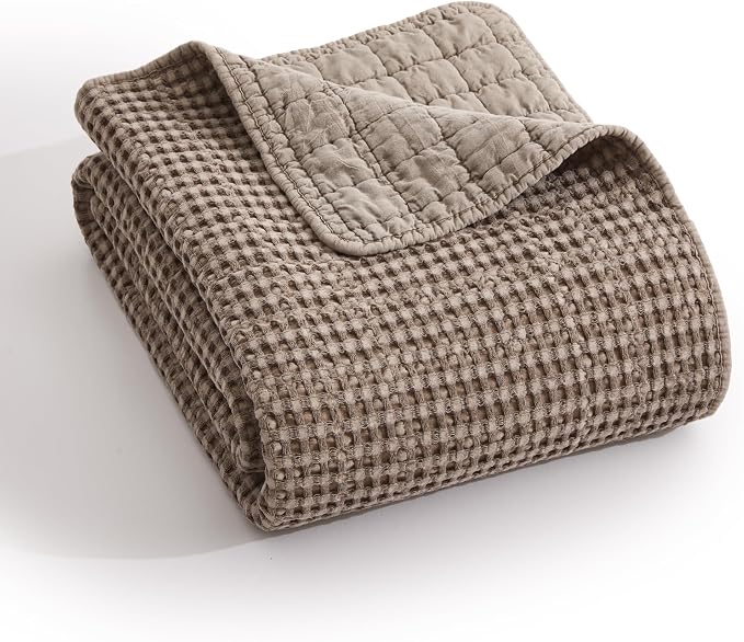 Levtex Home - Mills Waffle - Throw - Cocoa Cotton Waffle - Throw Size 50 x 60in.