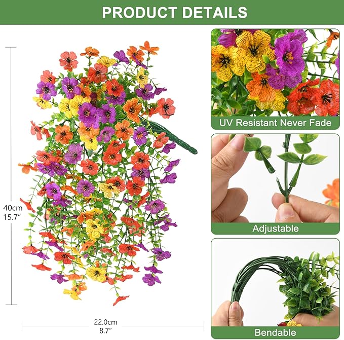 ZFProcess Artificial Flowers for Outdoors Spring Decoration, 2PCS Silk Fake Daisy Realistic Fake Outdoor Flowers UV Resistant Porch Patio Window Yard Decor