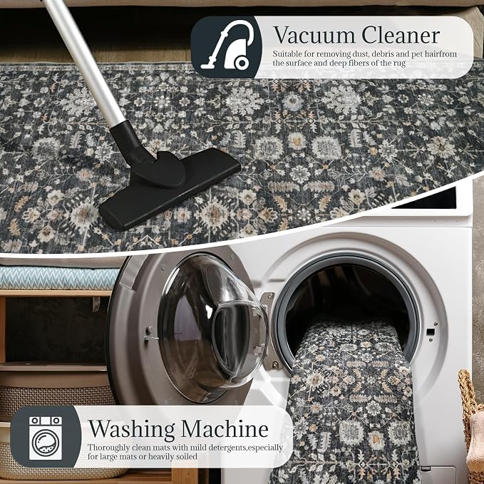 Machine Washable Entryway Small Area Rugs: Soft Non-Slip Low Pile Door Mat Indoor Entrance 2x3 ThrowRug for High-Traffic Areas Kitchen, Hallway, Farmhouse Decor