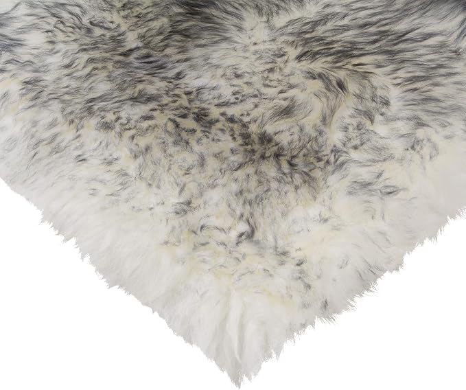 Natural Sheepskin Chairpad with Non-Slip Backing | 100% Real New Zealand Wool Sheepskin for Car Seat, Accent Chair, or Vanity Chair, Gradient Grey 1 Count (Pack of 1)