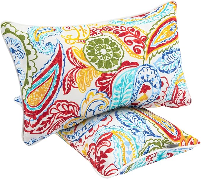 Waterproof Outdoor Lumbar Pillow Covers Set of 2,Home Decor for Garden Patio Furniture,Couch,Sofa 12"x20" Inch Decorative Pillows Cover Only,NO Insert(Phoenix)