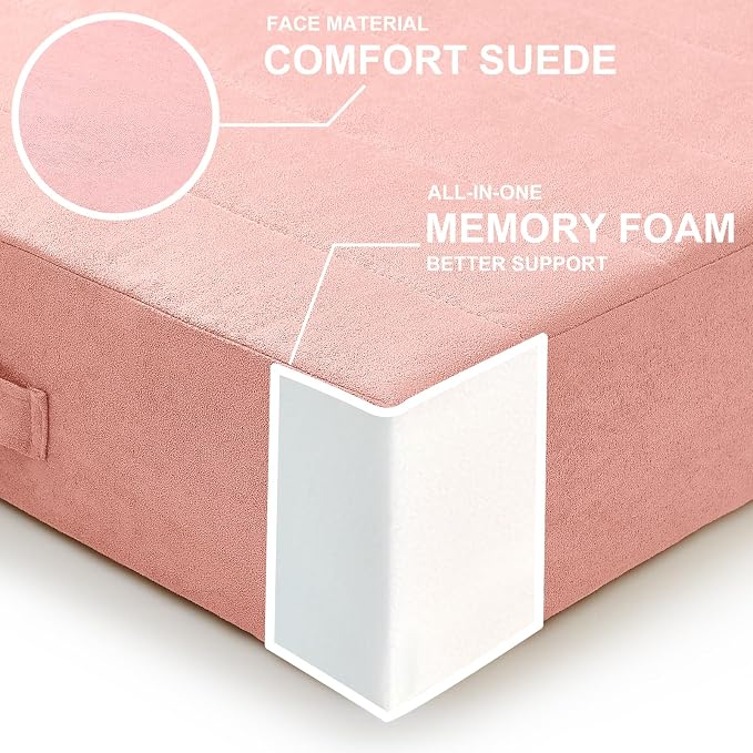 JKMAX Floor Pillow - PinkJKMAX 22 inches Floor Pillow for Adults - Large Meditation Cushion with Thick Foam - Premium Outdoor Square Floor Cushion Seat - Yoga Pillow for Sitting On Floor - Pink
