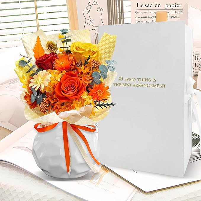 QOEAZY Mothers Day Gifts, Flowers for Delivery, Preserved Flowers Bouquet, Birthday Gifts for Women Mom Grandma Wife Girlfriend Her