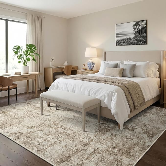 GarveeHome 5x7 Abstract Area Rug, Washable Soft Low Pile Non Slip Accent Rug for Living Room, Bedroom, Dining Room, Modern Neutral Indoor Carpet
