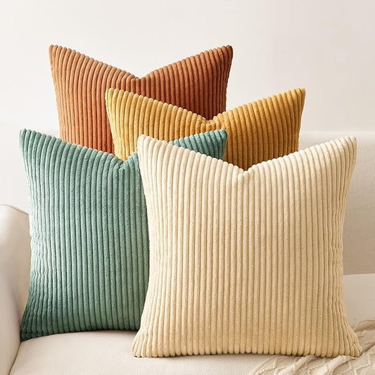Topfinel Large Decorative Throw Pillow Covers, Soft Velvet Modern Double-Sided Designs Euro Shams Set of 4, Mix and Match for Home Decor, Pillow Inserts Not Included (24x24 inch, Orange/Teal)