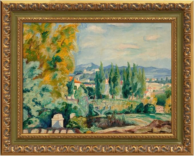 3.5” Extra Wide Classical Canvas Frame for 24x30 Vintage Wall Art Prints, No Glass & Backing, DIY Solid Wood Ornate Frames for Portraits Landscape Home Office Aethstic Room Decor (Green Gold)