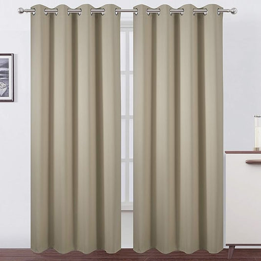LEMOMO Beige Blackout Curtains/52 x 108 Inch/Set of 2 Panels Room Darkening Curtains for Bedroom