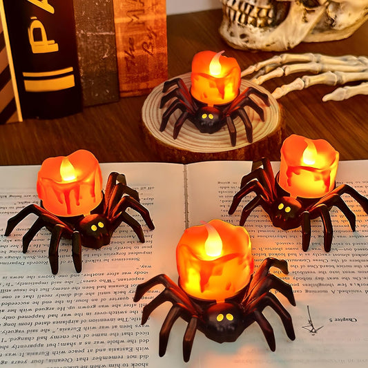 6 Pack Halloween Flameless Candles Battery Operated LED Spider Tealight Candles for Halloween Home Decorations, Light Up Halloween Decorations Indoor for Table Party Office Fireplace Halloween Gifts