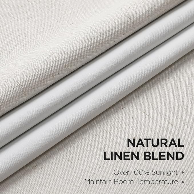 Joydeco 100% Blackout Pleated Curtains, Linen Window Curtains 2 Panel Sets 108 inches Long, Thermal Insulated Darkening Drapes for Bedroom(Ivory,40'' Wx108'' L)