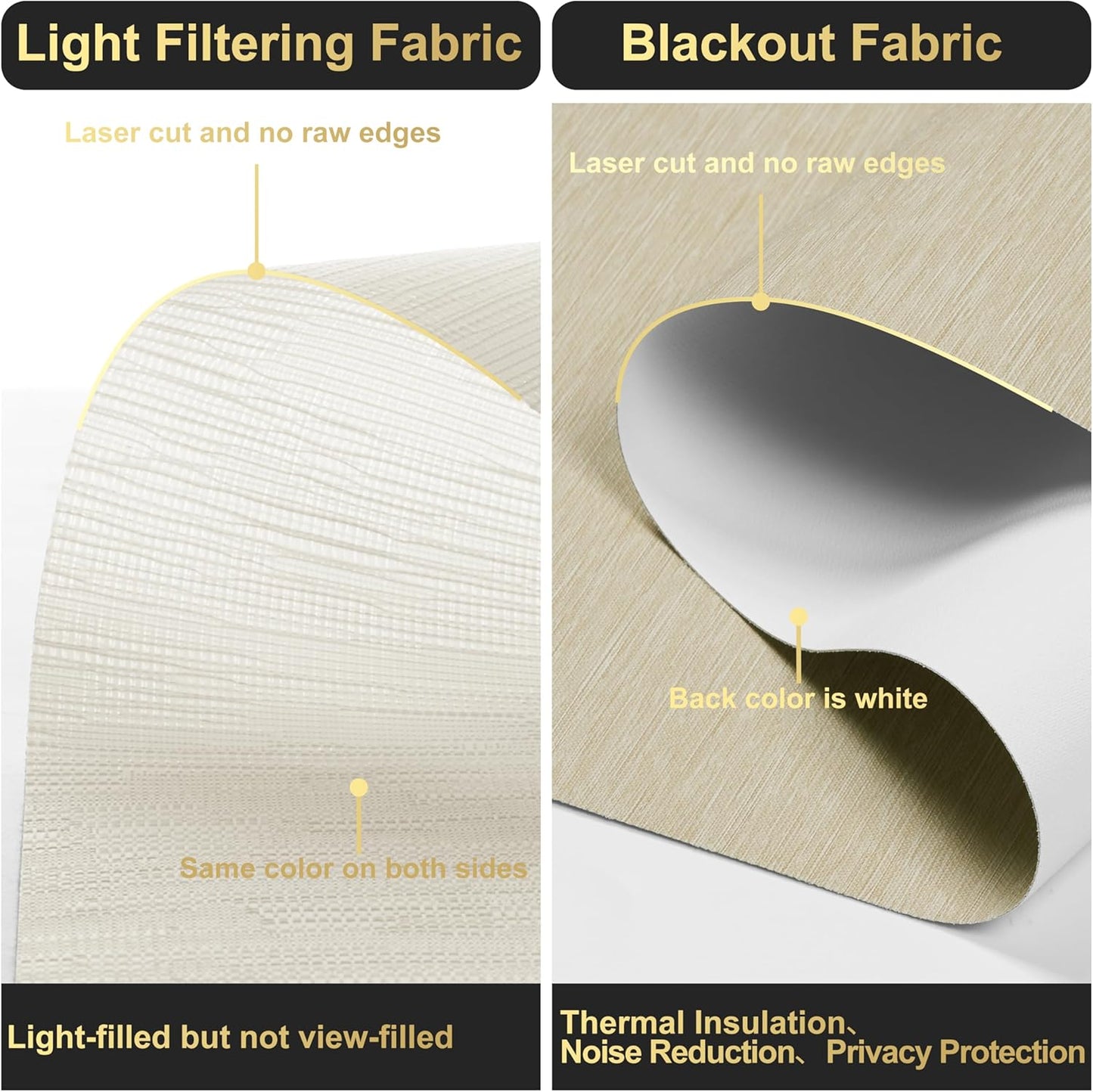 BERISSA Cordless Dual Roller Shades with Cassette Valance,Double Window Shades Blackout and Light Filtering Shades,Day and Night Roller Shades for Home Office Door.Striped Jacquard Beige.55 W x 44" H