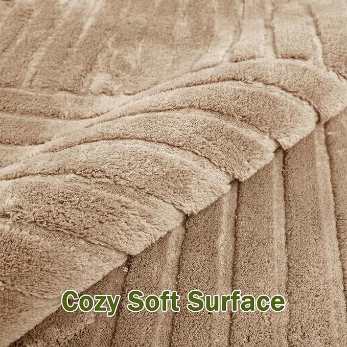 Brown 8x10 Solid Color Area Rugs – Washable Living Room Rug, Modern Geometric Non-Slip Indoor Carpet with Soft High-Low Pile, Fluffy Floor Rugs for Bedroom, Kids Room, Nursery, Home Décor