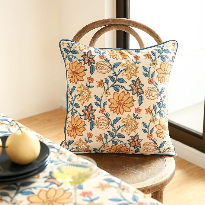 ISAENNE Linen Square Throw Pillow Cover,Set of 2,20"x12"-Estevan B | Designer French Elegant Pillow Cover,Concealed Zipper Design,Sofa,Bedroom,Living Room,Lounge Chairs,All Season Home Decor