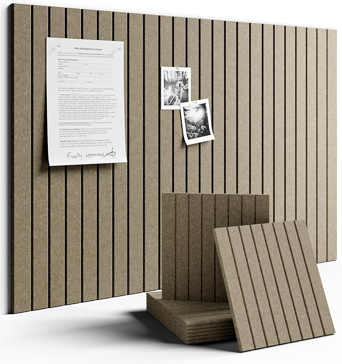 Large Felt Bulletin Board 36"x24" Cork Board Alternative - 6 Pack with 40 Safe Removable Adhesive Tabs, Cork Boards for Walls Cork Board for Home Office Classroom Pin Board-Earth Brown